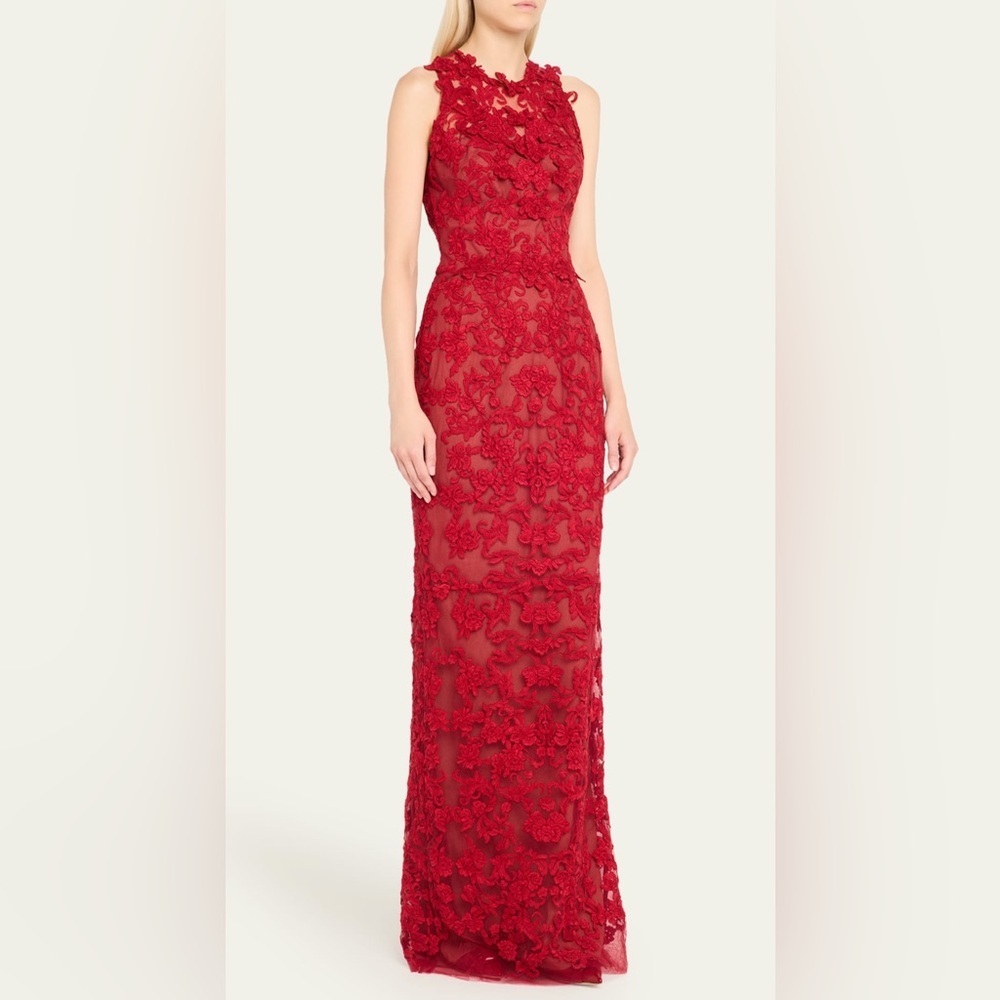 MARCHESA***Guipure Red Lace Evening Gown***US 4,6***$1095 - Picture 5 of 11